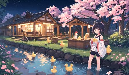 00716-2569569976-(masterpiece,best quality,highres,colorful,1girl,solo),(izakaya,hut,sakura,town,city,village,night,nature,forest,stream,chicken,.png